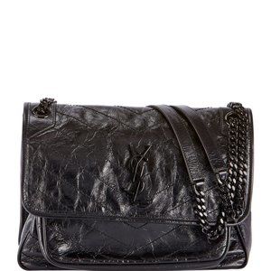 Yves St Laurent NIKI MEDIUM Crinkled Leather Bag